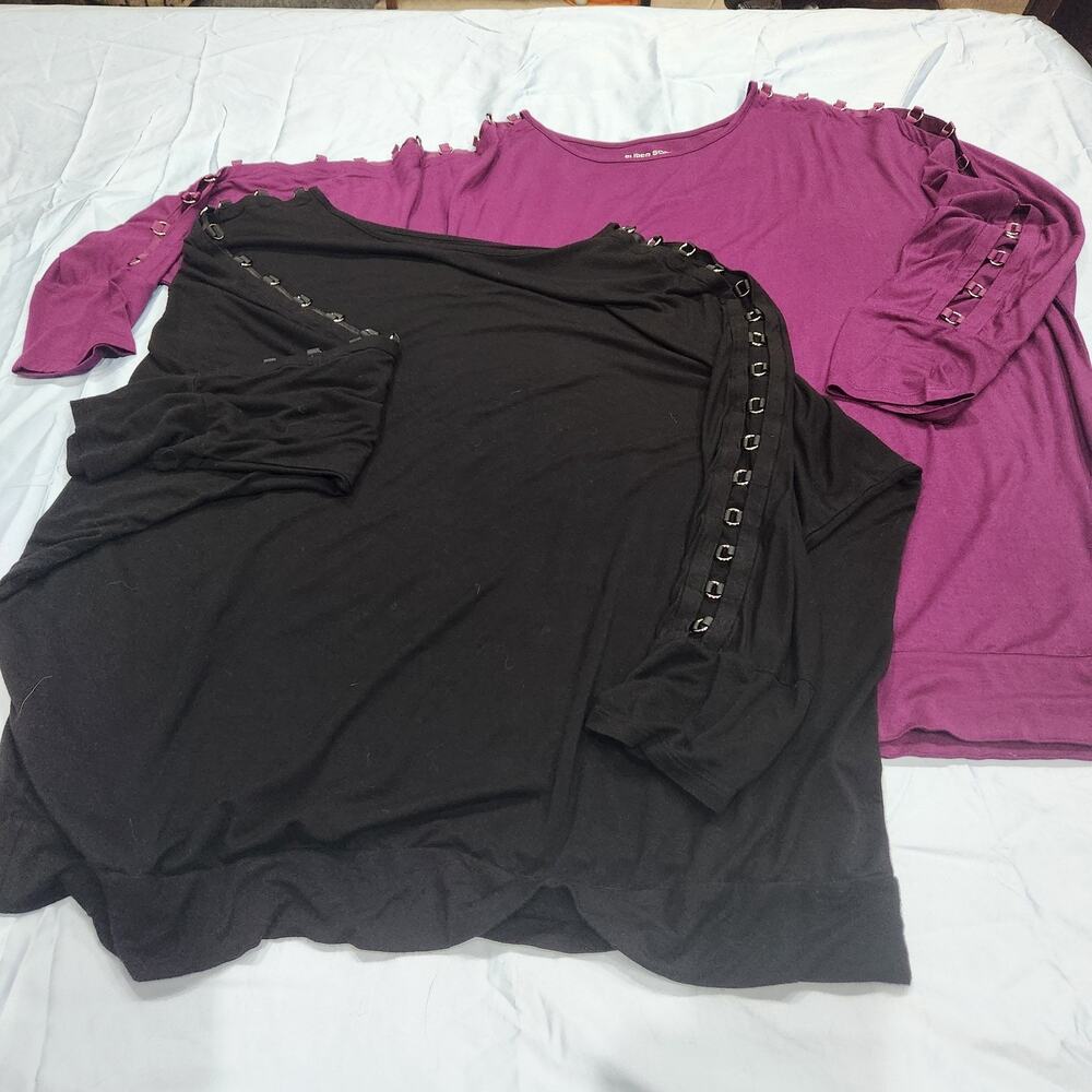 Torrid Super Soft Jersey Shirt Bundle (2) Black & Plum Purple Plus Size 3X / 3